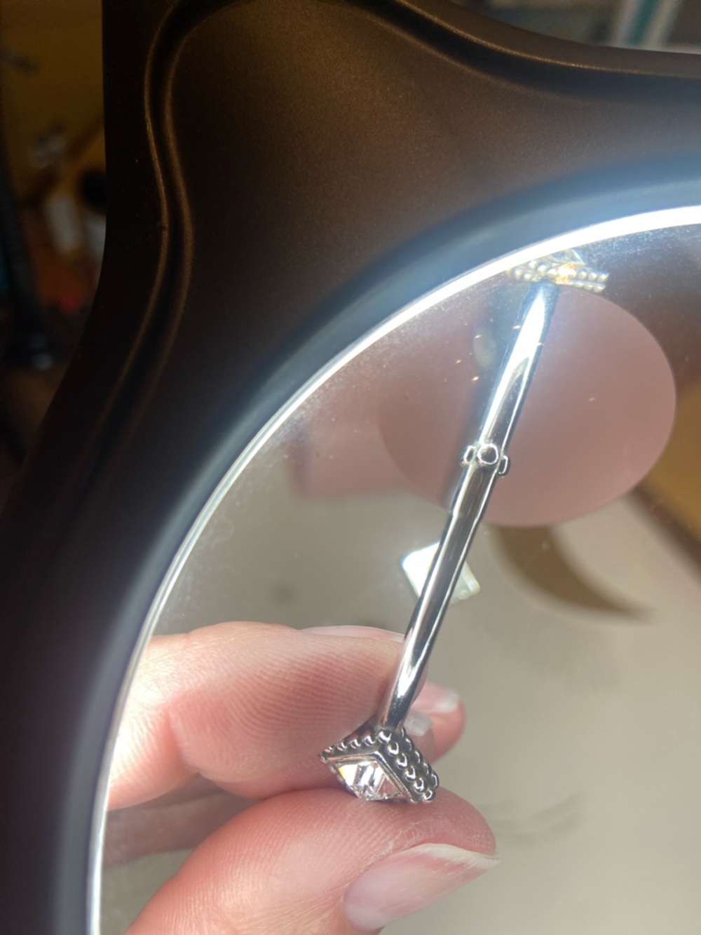Delicate Silver-Tone Brighton Twinkle  Bangle with Square Clear Crystal Accents - Picture 9 of 9